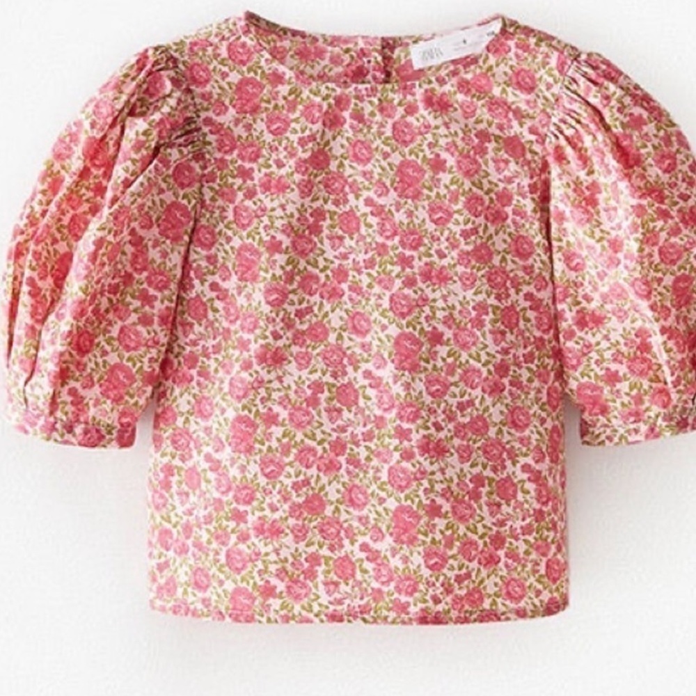 Zara Girls Puff Sleeve Floral Top 9